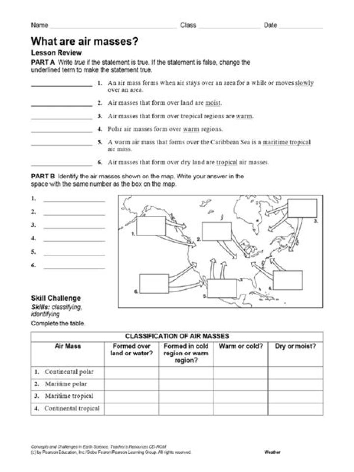 Air Mass Worksheet PDF – Free Printable Science Worksheet