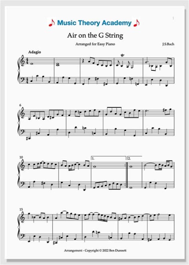 Free Air on G String Piano Sheet Music PDF Download