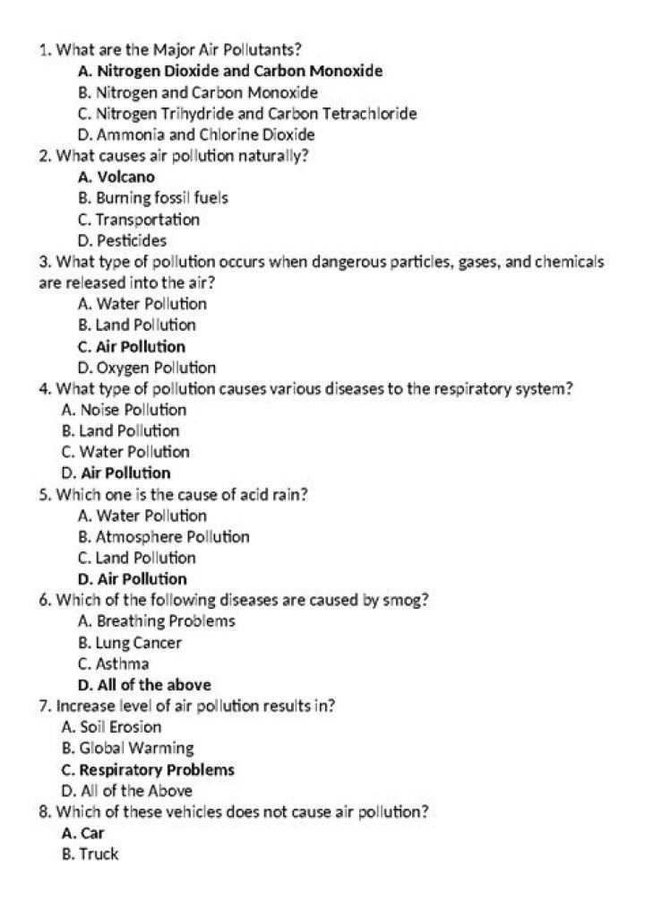 Air Pollution Multiple Choice Questions & Answers PDF – Test Your Knowledge