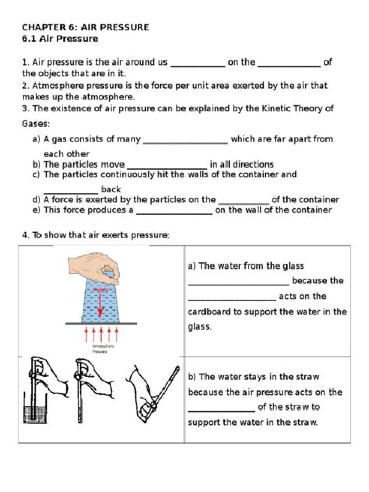 Air Pressure Worksheet PDF – Free Downloadable Study Resource