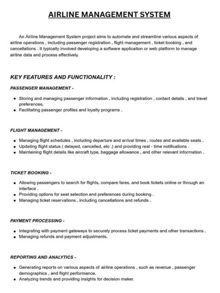 Airline Management System Project Documentation PDF: Complete Project Guide