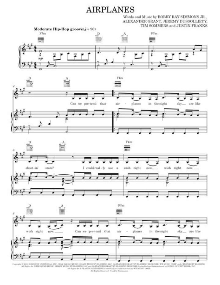 Download Free Airplanes Piano Sheet Music PDF Instantly