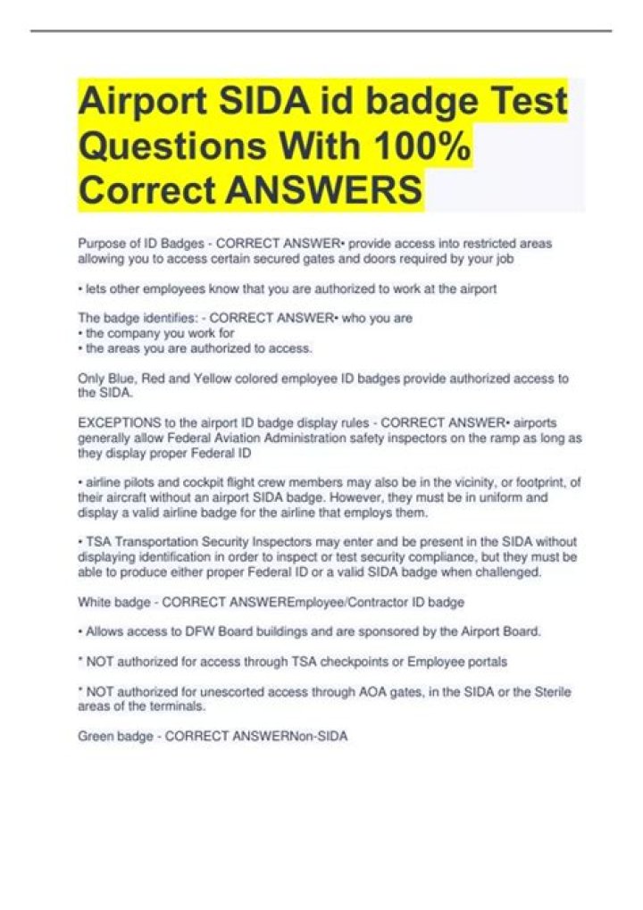 Airport Badge Test Questions PDF – Practice Now
