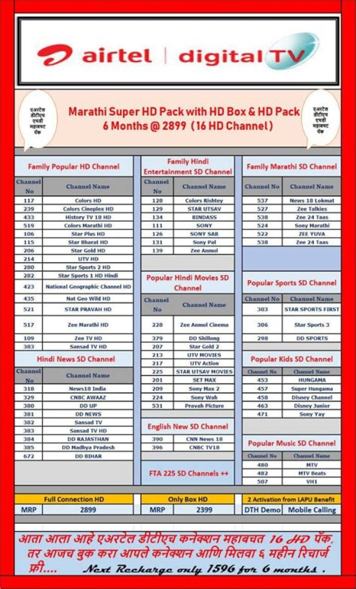 Airtel Digital TV Recharge Plans List PDF: Top Options & Save Now