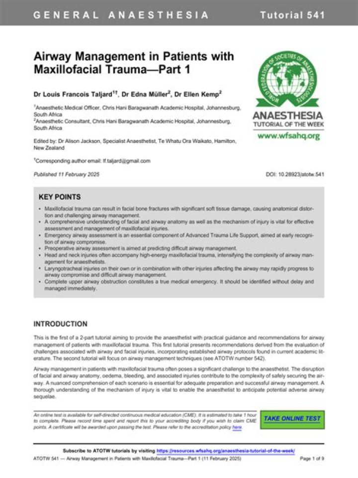 Airway Management in Maxillofacial Trauma: Essential PDF Guide