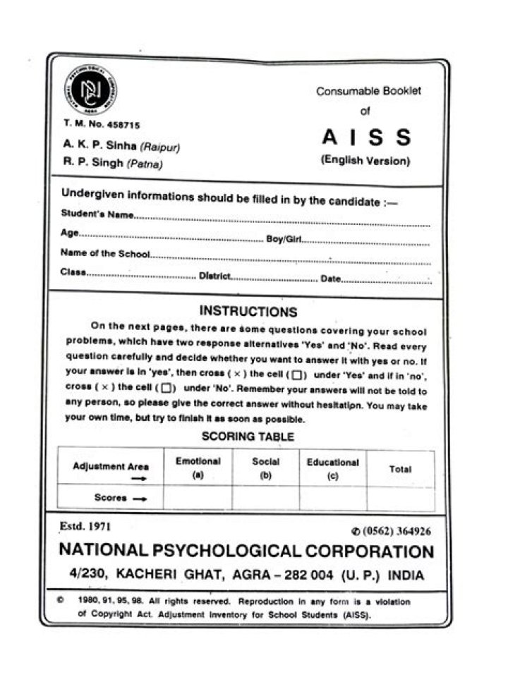 AISs Psychological Test PDF: Free Download for Accurate Assessment