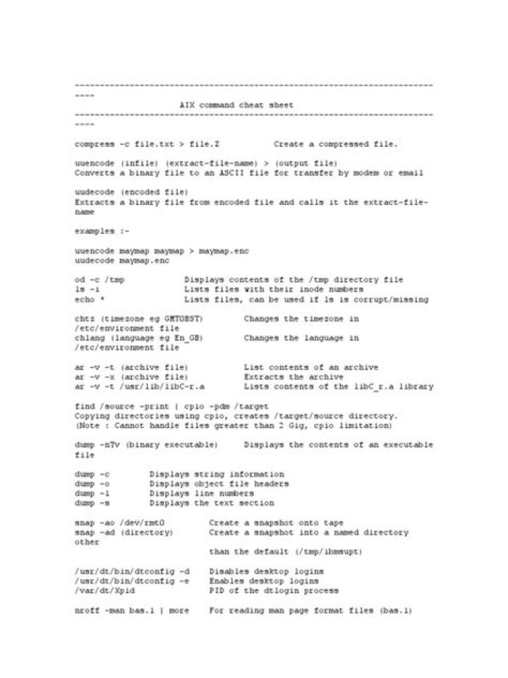AIX Commands Cheat Sheet PDF for Quick Reference