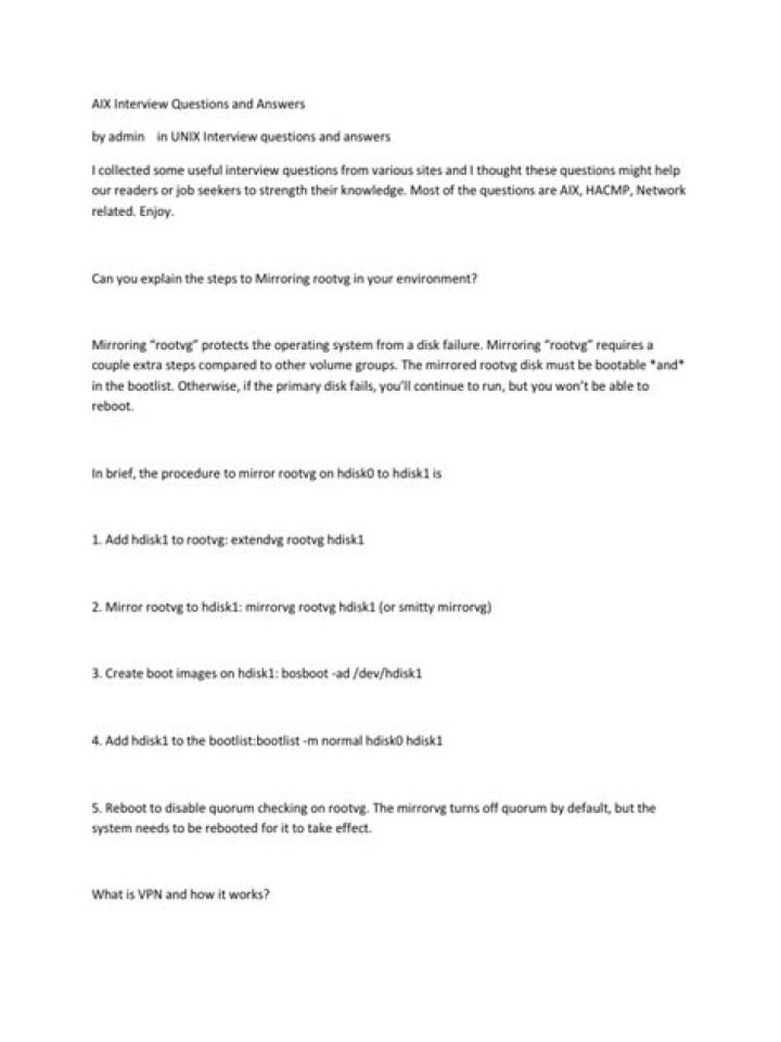 AIX Interview Questions and Answers PDF for Success