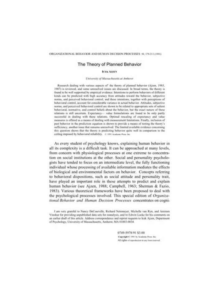 Ajzen’s Theory of Planned Behavior: Complete PDF Guide & Analysis