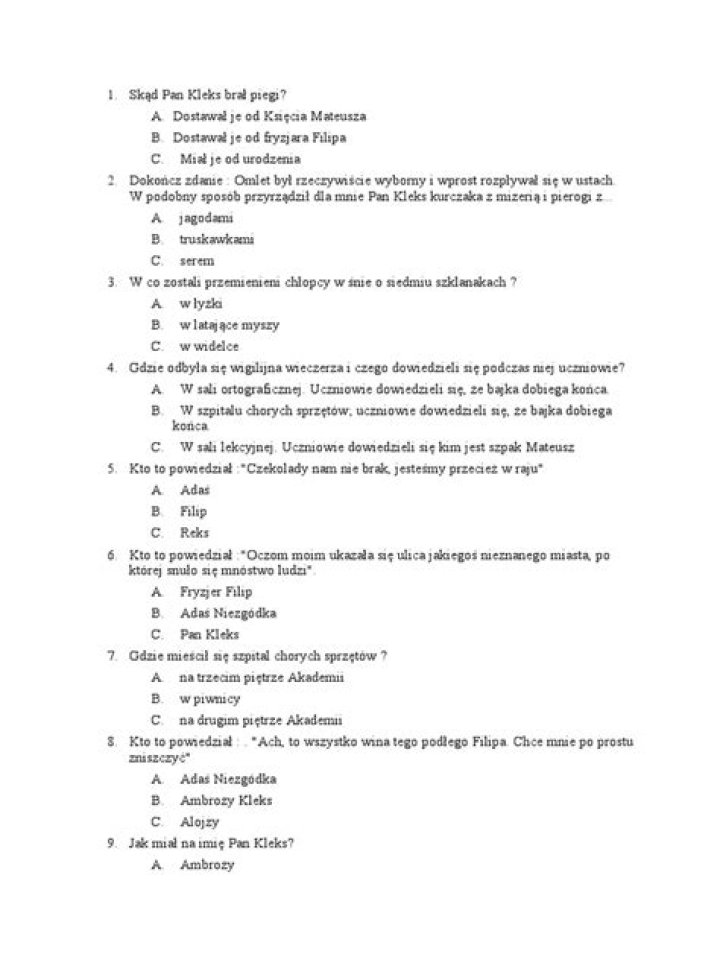 Akademia Pana Klexa Test PDF z Odpowiedziami – Moja Sprawdź Prawo!