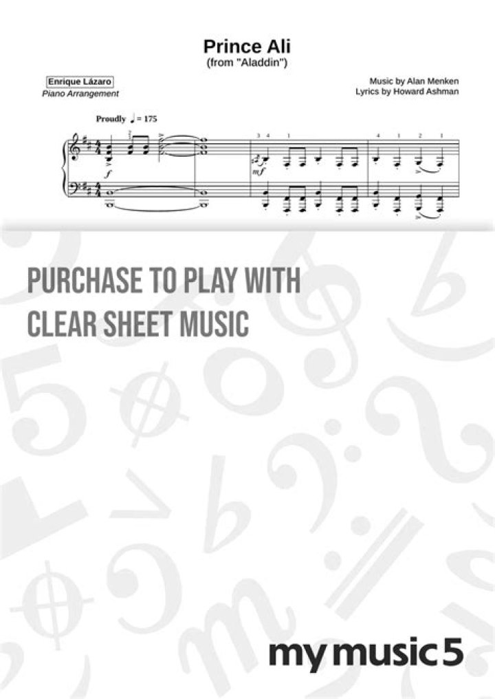 Aladdin Prince Ali Piano Sheet Music PDF Download