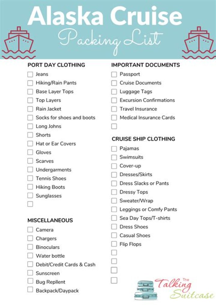 Alaska Cruise Packing List PDF for Stress-Free Travel