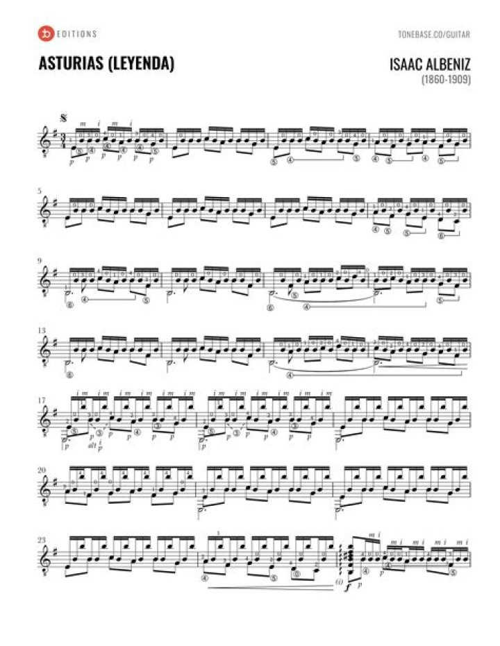 Albeniz Asturias Piano Sheet Music PDF – Free Download