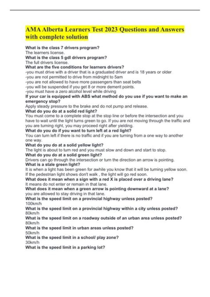Alberta Driving Test Questions & Answers PDF: Pass Your Exam