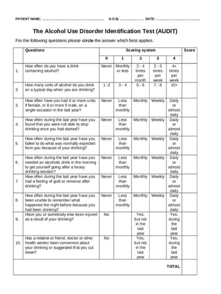 Alcohol Use Disorder Identification Test PDF: Accurate Screening Tool