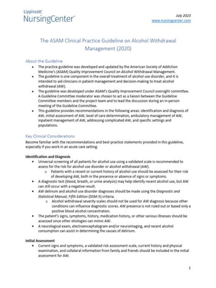 Complete Alcohol Withdrawal Management PDF Guide