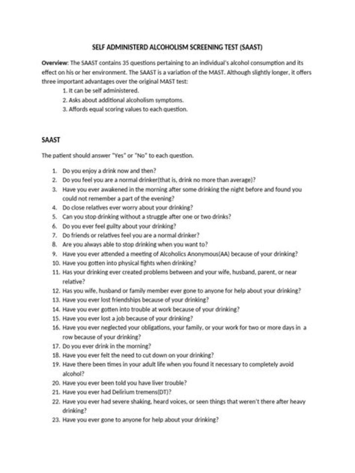 Free Alcoholism Test PDF: Take a Reliable Screening Now