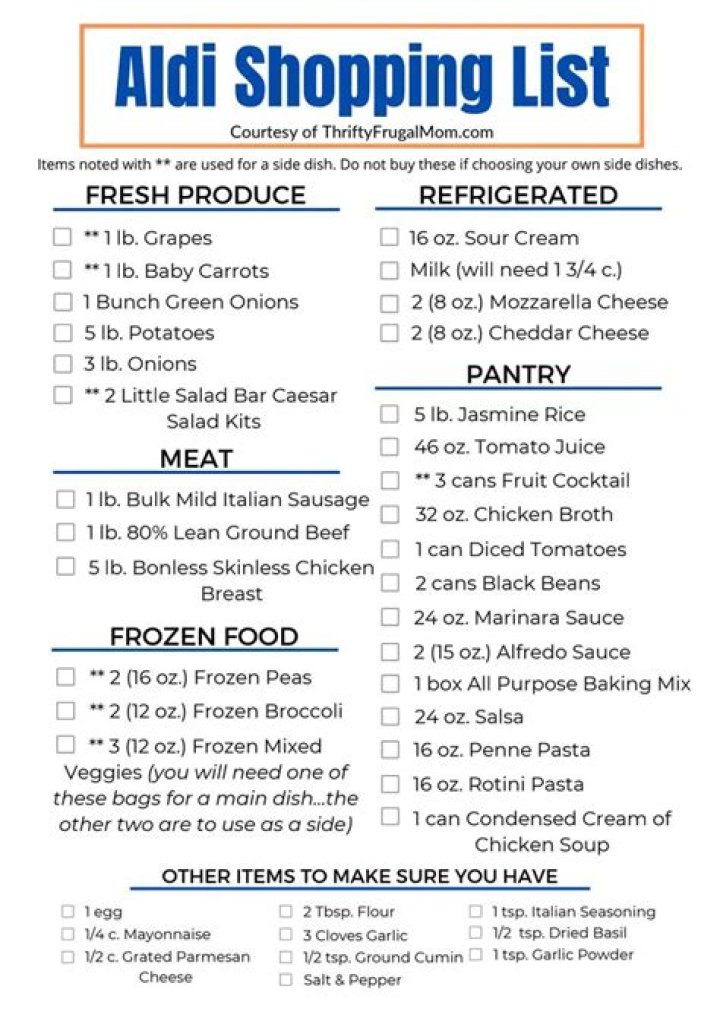 Aldi Shopping List PDF for Easy Grocery Planning