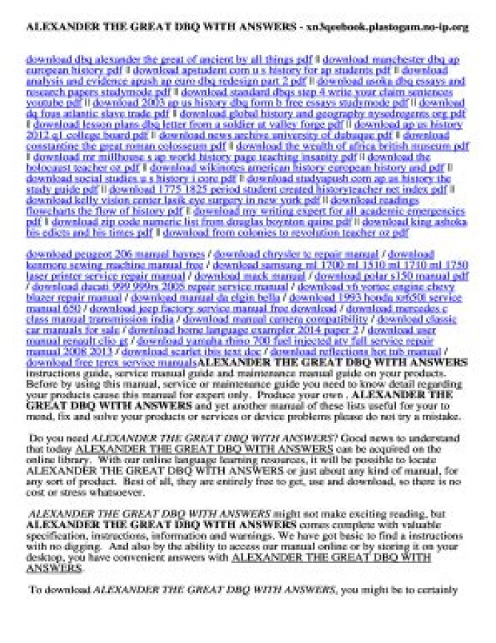 Alexander the Great DBQ PDF Answer Key & Analysis