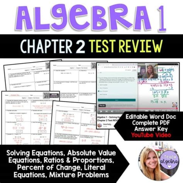 Algebra 1 Chapter 2 Test PDF: Practice Problems & Solutions