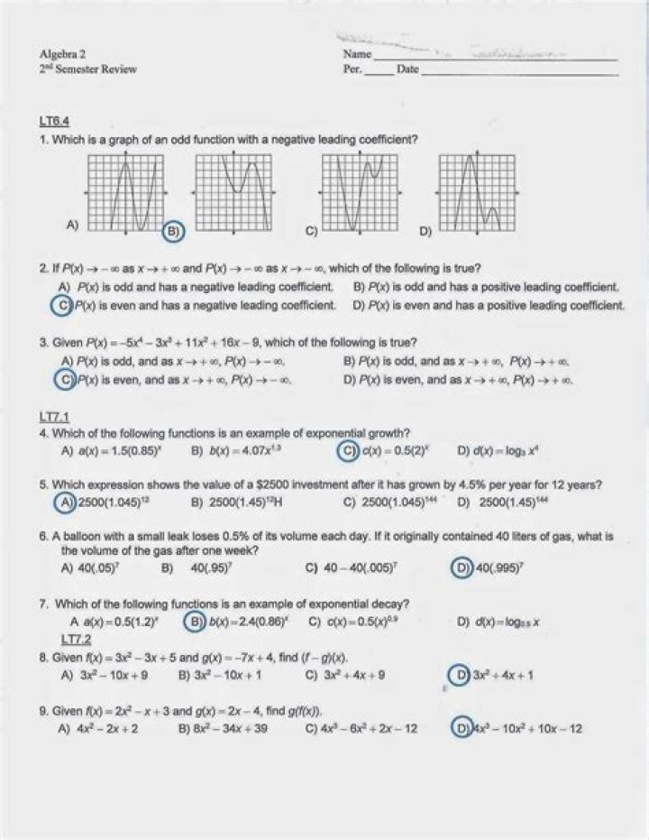 Algebra 1 Unit 6 Test PDF – Free Practice & Solution Guide