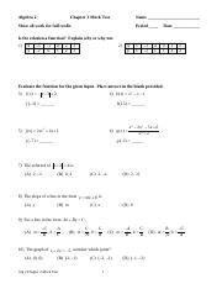 Algebra 2 Chapter 2 Test PDF – Practice & Answers