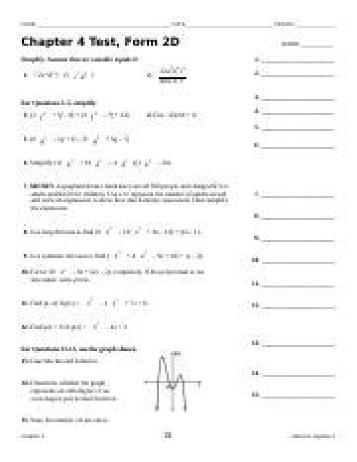 Algebra 2 Chapter 4 Test PDF: Practice & Review