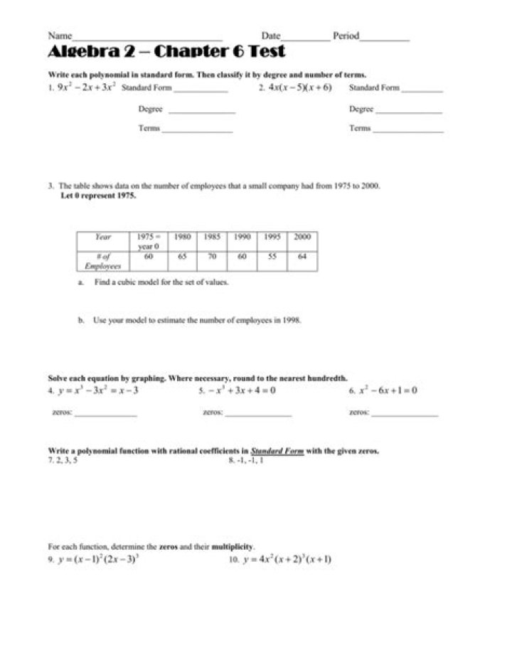 Algebra 2 Chapter 6 Test PDF: Practice & Review