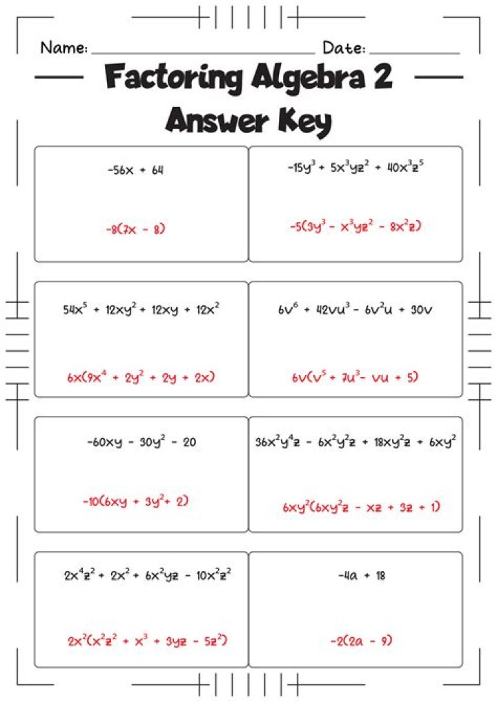 Free Algebra 2 Factoring Worksheet PDF – Practice Problems & Solutions