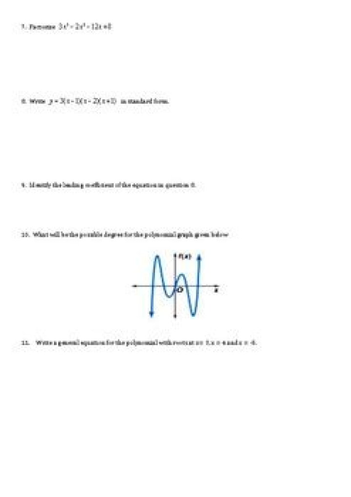 Algebra 2 Polynomial Functions Test PDF – Practice & Solutions