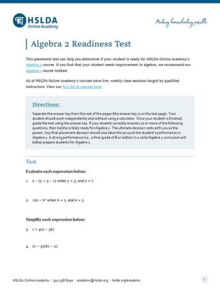 Algebra 2 Readiness Test PDF: Practice & Prepare Now