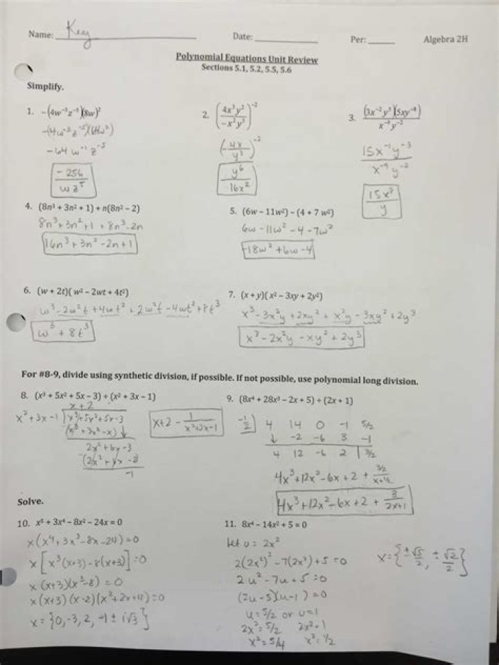 Algebra 2 Unit 1 Test PDF – Practice & Review Sheet