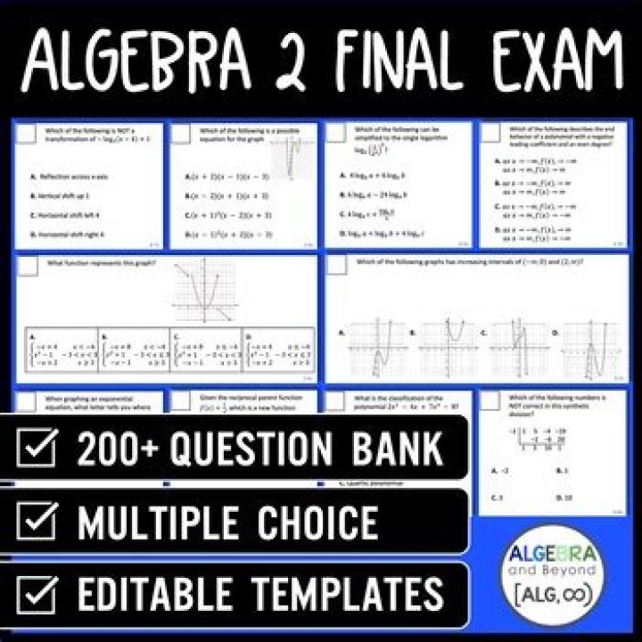 Algebra 2 Units Final Test for the Year PDF – Download Now