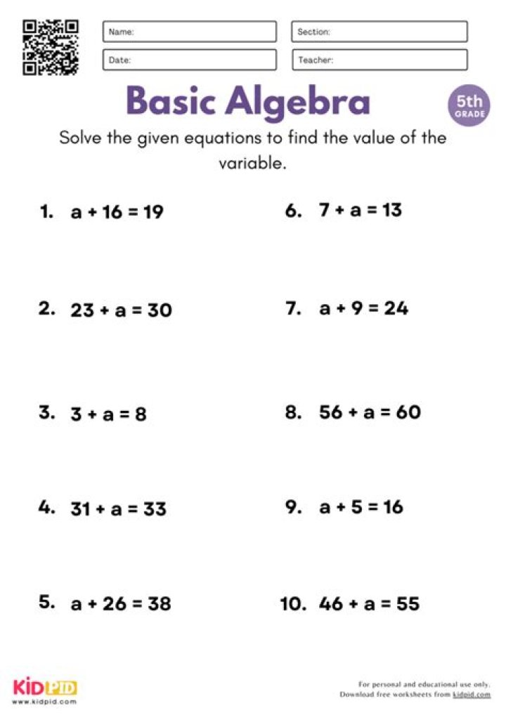 Algebra Basic Questions PDF: Practice & Learn