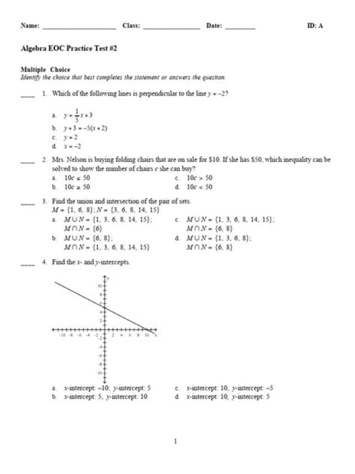 Algebra EOC Practice Test PDF – Download Free High-Stakes Exam Sample