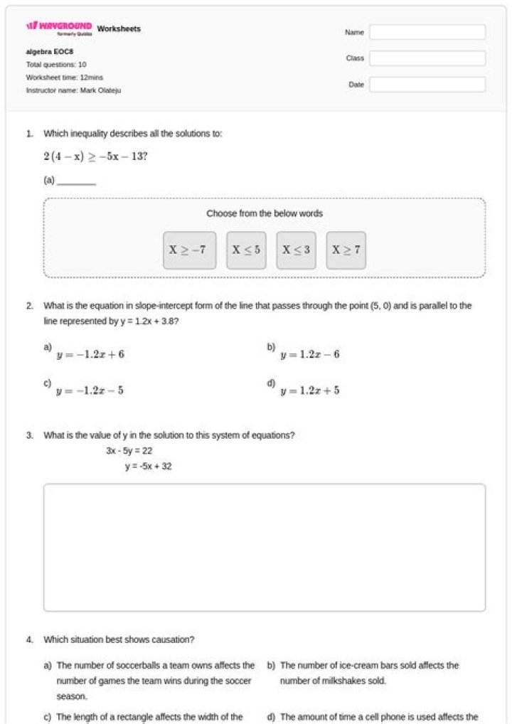 Free Algebra Slope Test PDF: Practice Problems & Solutions
