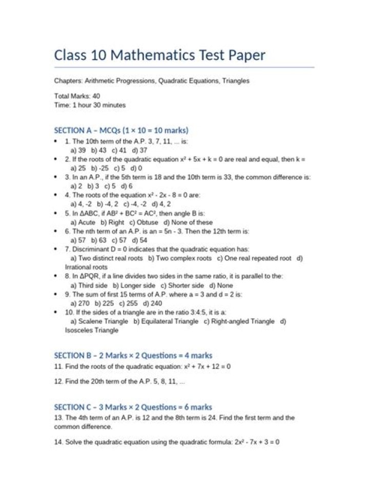 Algebra Under 10: Free Math Test PDF for Young Learners