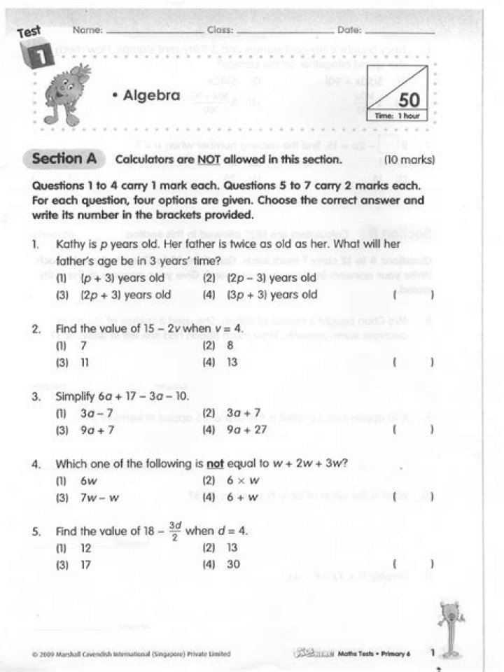 Free Algebra Year 6 Worksheets PDF for Easy Practice