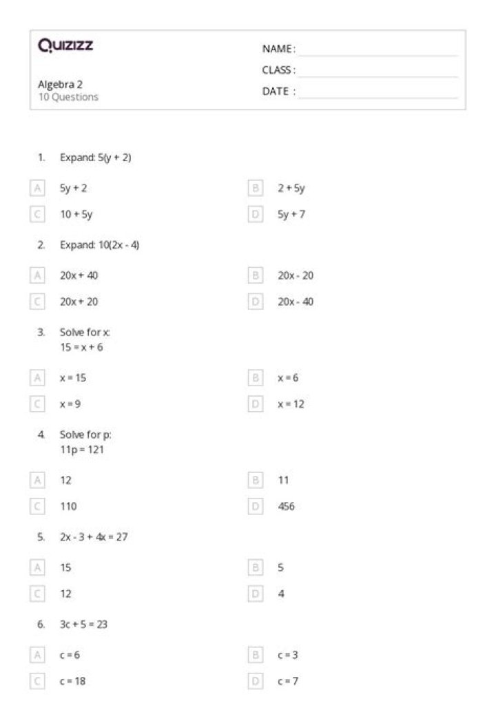 Algera Under 10 Math Test PDF: Free Downloadable Practice Worksheet
