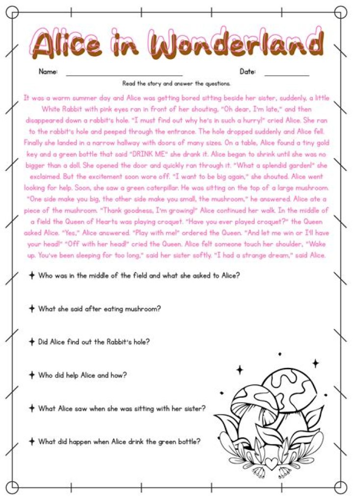 Alice's Adventures in Wonderland: Questions and Answers PDF Guide