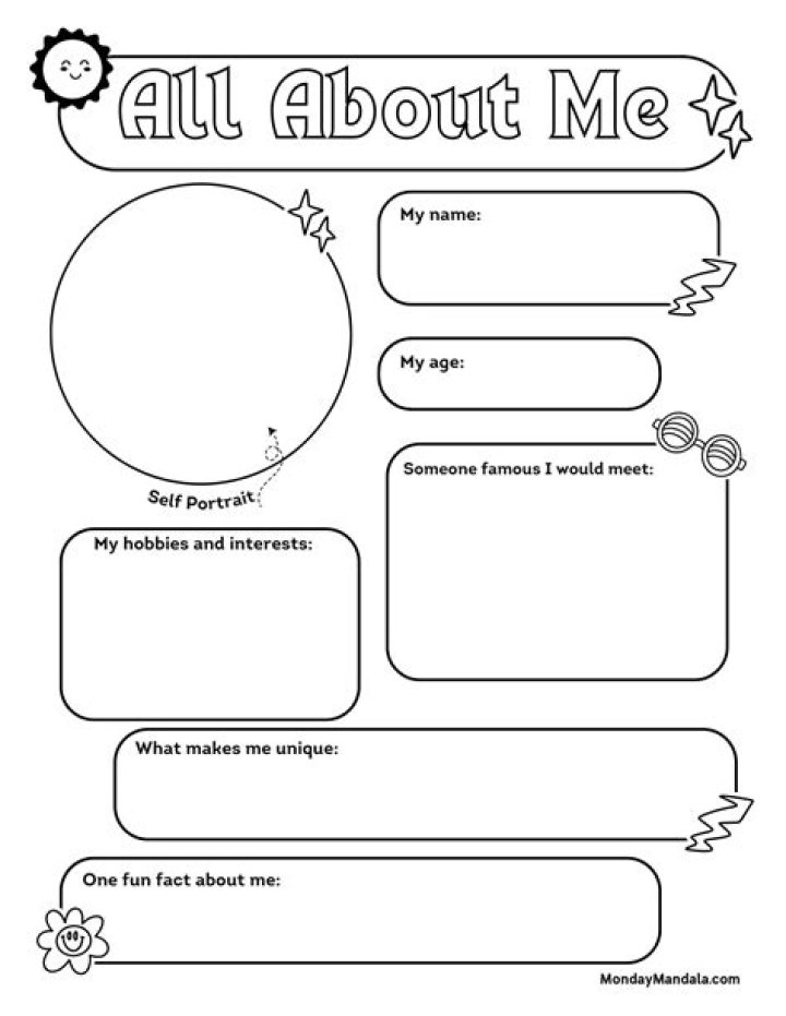 All About Me Worksheets PDF – Printable Self-Reflection Sheets for Kids and Adults