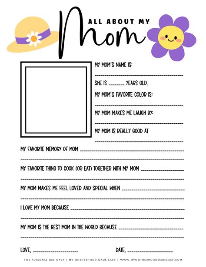 All About Mom Worksheet PDF – Free Printable Activity