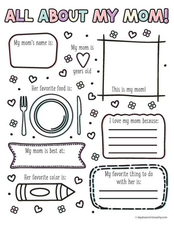 All About My Mom Worksheet PDF: Printable Family Reflection Activities