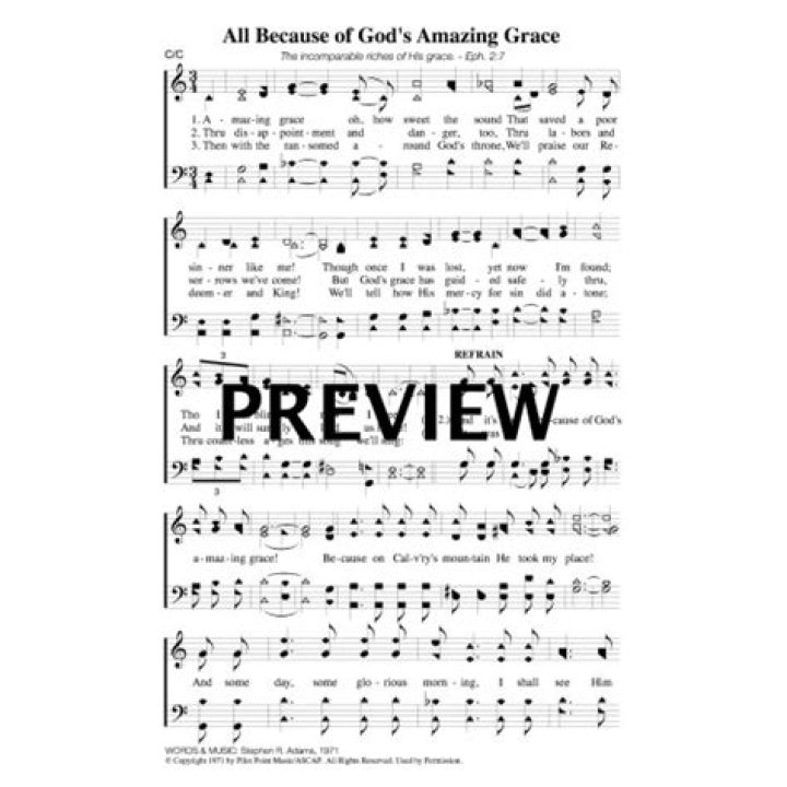 All Because of God's Amazing Grace Sheet Music PDF Download