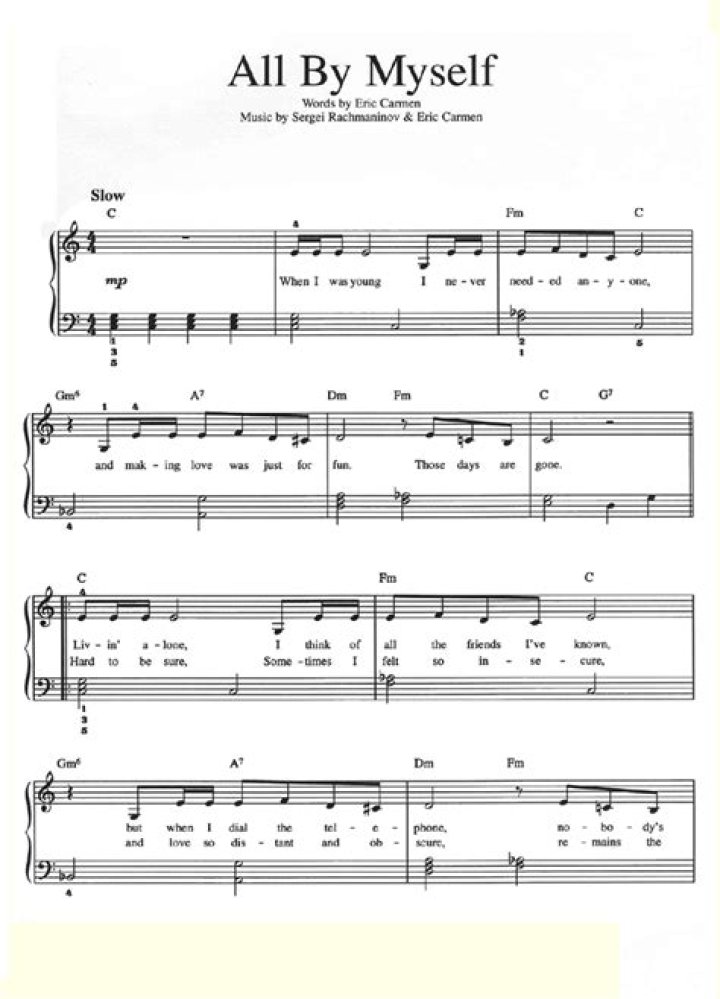 Free All-by-Myself Piano Sheet Music PDF for Beginners