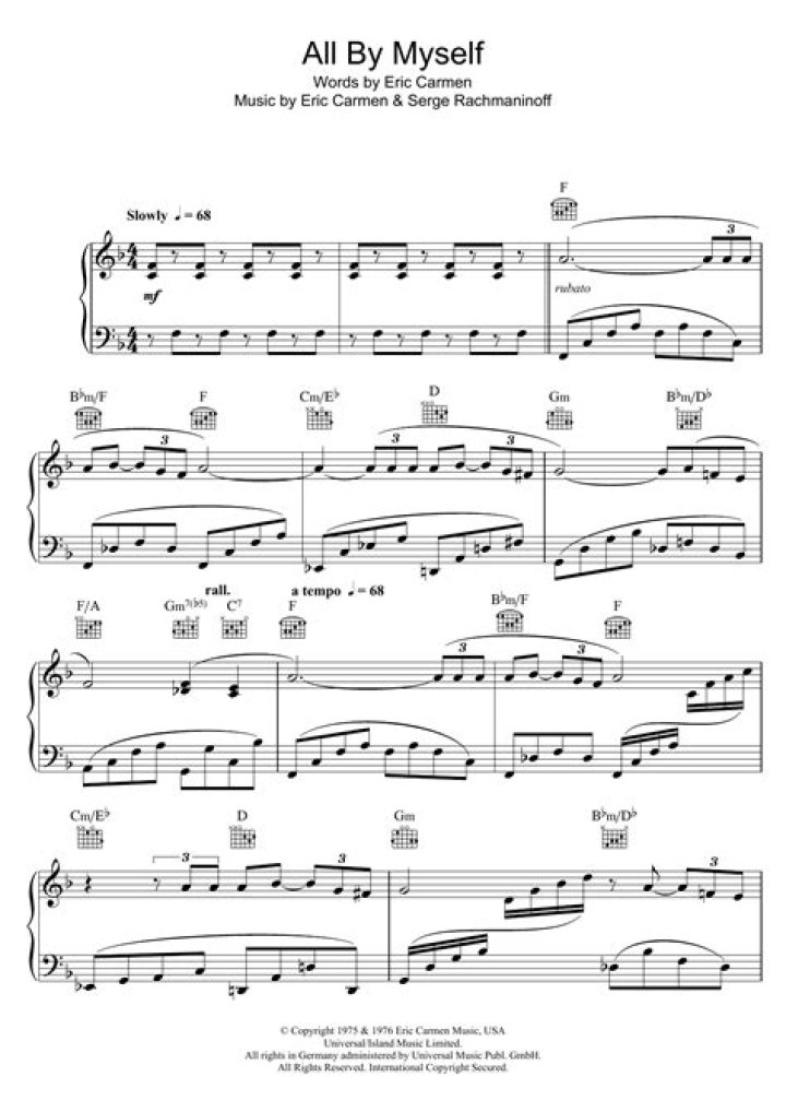 All By Myself Piano Sheet Music PDF – Play Anytime, Anywhere