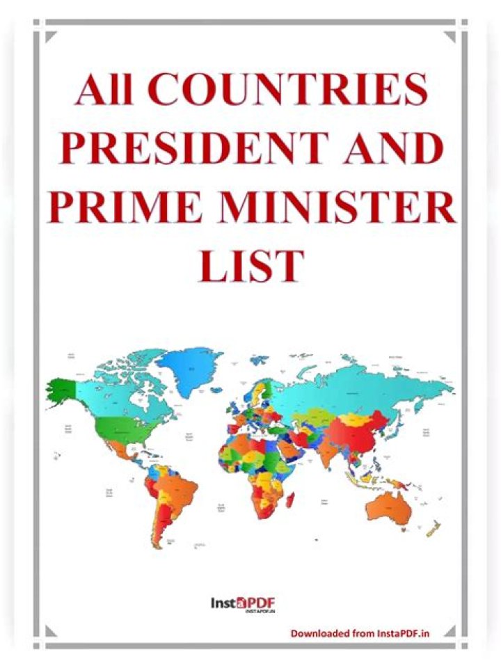 All Countries' Presidents and Prime Ministers 2017 PDF List