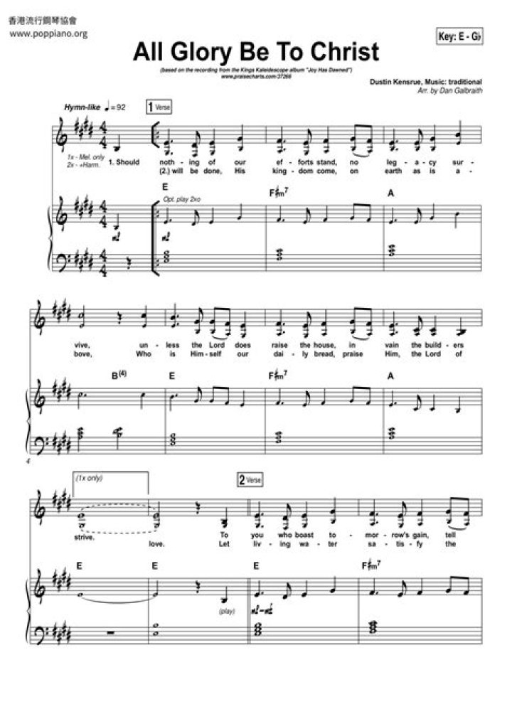 Free All Glory Be to Christ Sheet Music PDF – Instant Download
