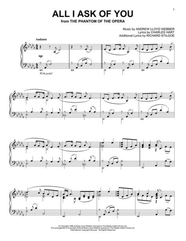 All I Ask of You Piano Sheet Music PDF – Instant Download