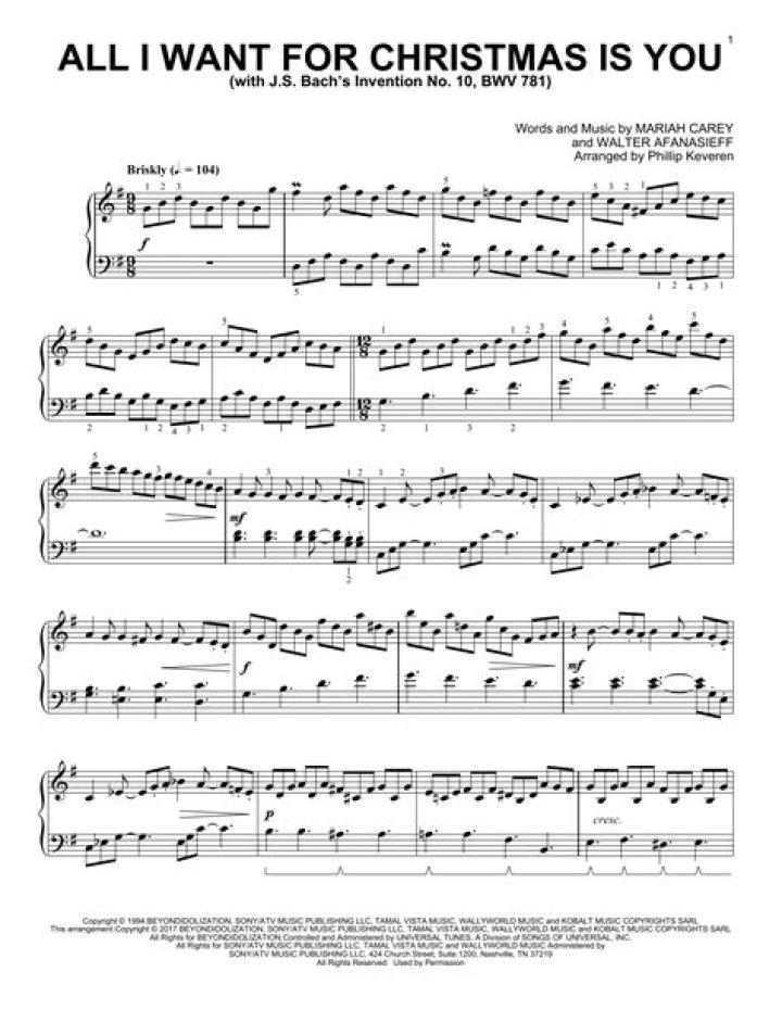 All I Want for Christmas Is You Music Sheet PDF – Download Now